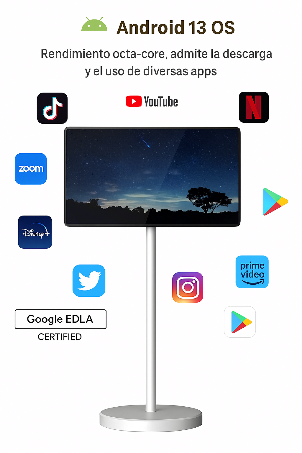 TV Inteligente Portátil con Pantalla Giratoria