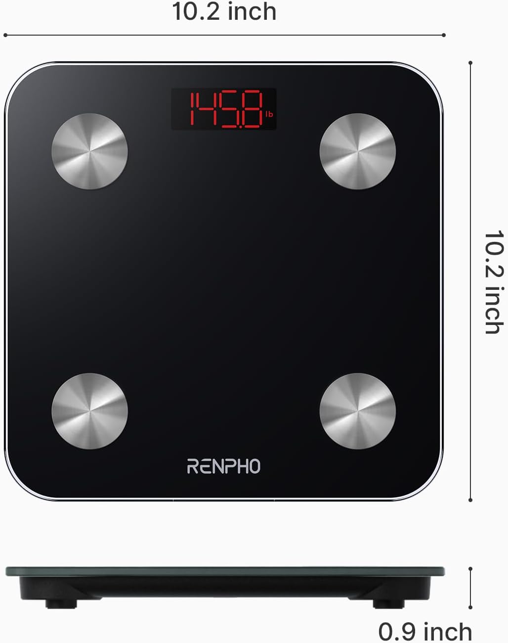 Báscula RENPHO para peso corporal, báscula digital Elis 1 con grasa corporal y peso de agua, Bluetooth, 396 libras