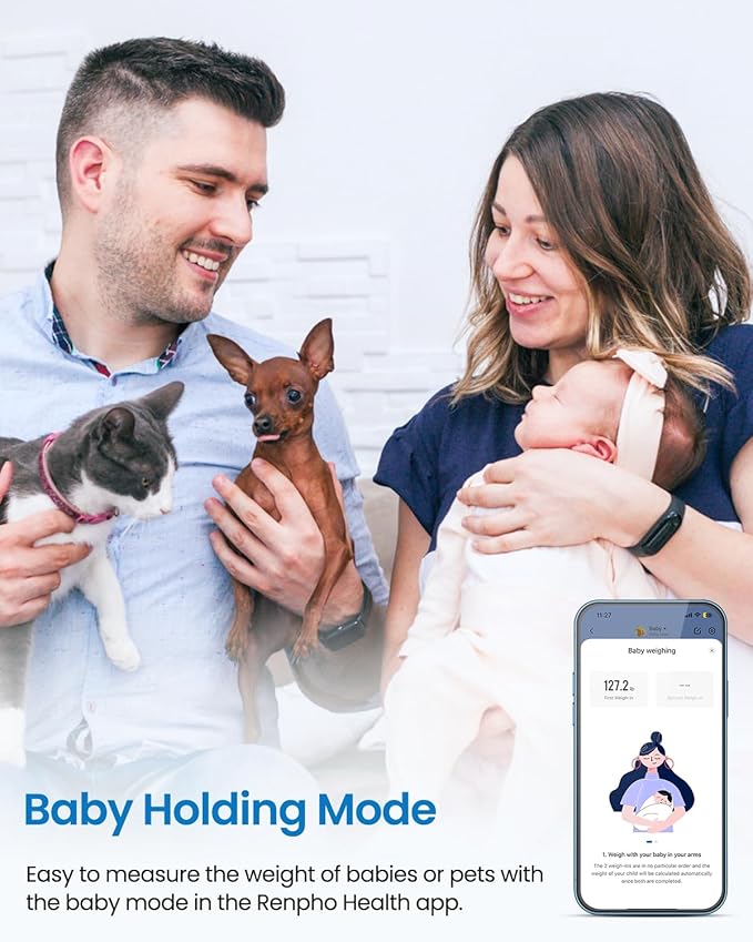 Báscula RENPHO para peso corporal, báscula digital Elis 1 con grasa corporal y peso de agua, Bluetooth, 396 libras